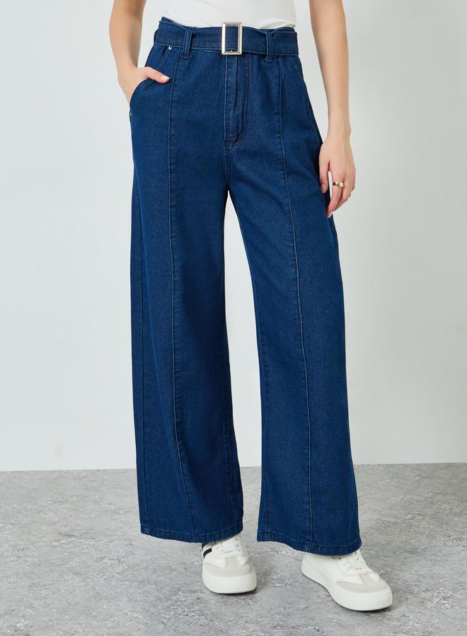 Styli Women Dark Blue Wide Leg Jeans - Image 1